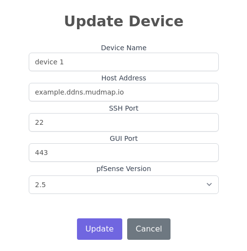 Mudmap Home Page device update